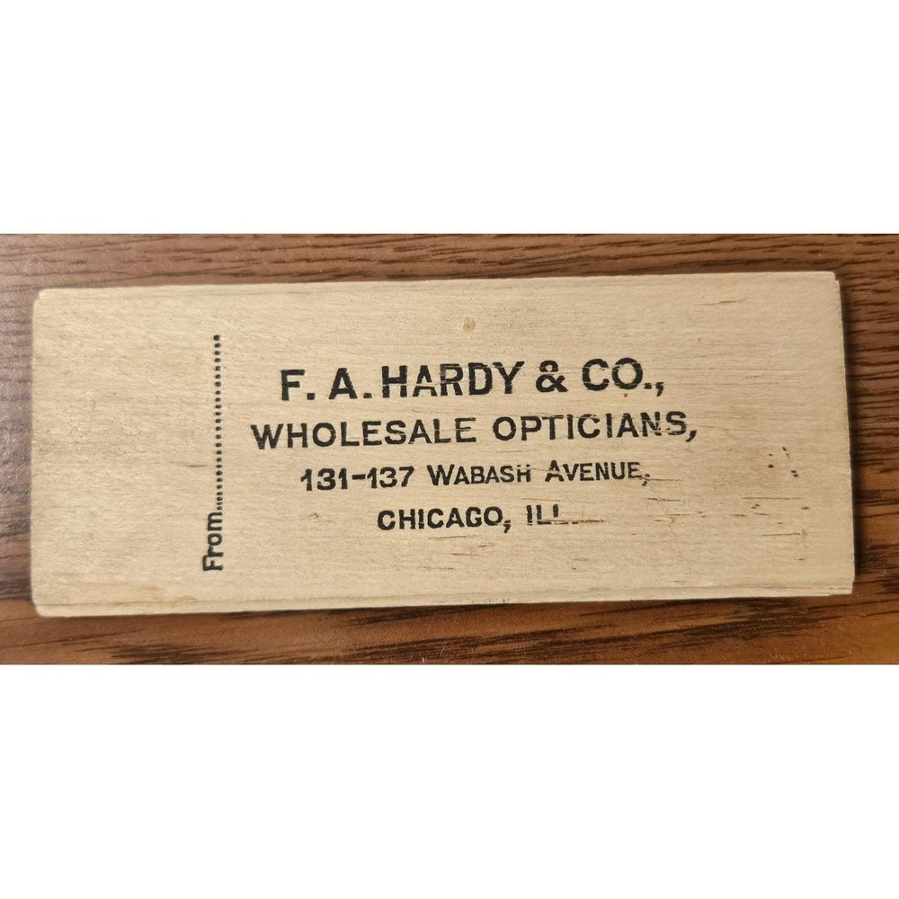 Antique F. A. Hardy & CO. Chicago Illinois Wooden Eye Glasses Shipping Box
